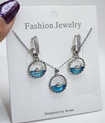 تصویر نیم ست جواهرات رزینی طرح دلفین با کد استیل وال و دریا 