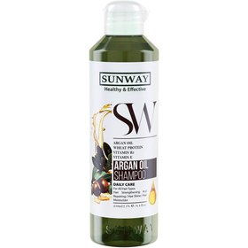 تصویر شامپو ترمیم کننده و تقویت کننده مو سان وی حاوی روغن آرگان حجم 250 میل Sunway Shampoo Hair Repairing & Strengthening Argan Oil 250ml