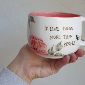 تصویر ماگ سرامیکی دستساز طرح سگهای نگهبان Handmade ceramic Dog design