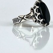 تصویر انگشتر نقره مردانه با سنگ عقیق سیاه (کد:A1052) 