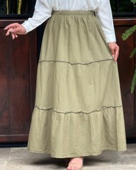 تصویر دامن زنانه الیاف طبیعی مدل 7025 رنگ کرمی 