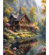 تصویر نقاشی الماسی بومی ۳۰ در ۴۰ طرح کلبه 