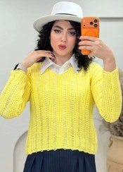 تصویر بلوز بافت یقه هفت کلاسیک کد:2323 