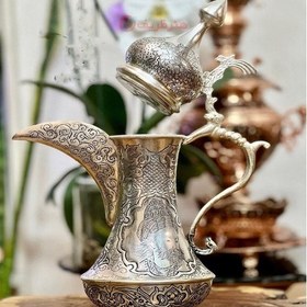 تصویر دله قهوه برنجی آبکاری نقره با طراحی جدید 