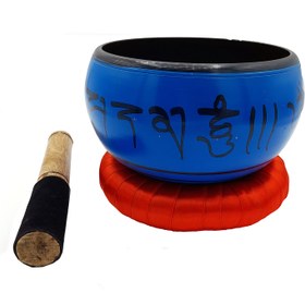 تصویر کاسه تبتی آلومینیوم آبی 15cm 