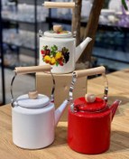 تصویر کتری لعابی ظرفیت ۲ لیتر دسته بامبو 