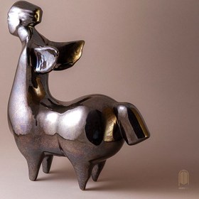 تصویر تندیس سرامیکی هژبر لعاب لاستر