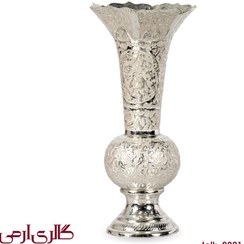 تصویر گلدان نقره قلم گل و مرغ ES_2723 