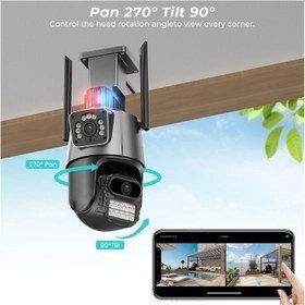 تصویر دوربین چرخشی سیم کارت خور و رم خور با دولنز و نرم افزار v380pro 