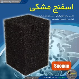 تصویر اسفنج مشکی فیلتر مکعبی 15 در 10 سانتی متر Filter sponge L