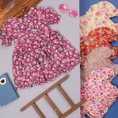 تصویر سارافون دخترانه جنس نخ پنبه - قرمز / 