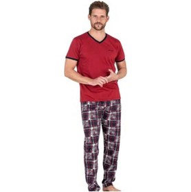 تصویر ست پیژامه فاق نرمال آستین کوتاه شطرنجی مردانه | پیرکاردین Pierre Cardin P-000000000000008485 