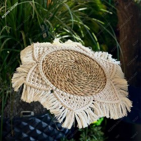 تصویر رومیزی تلفیق حصیری و مکرومه سایز کوچک 