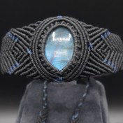 تصویر دستبند میکرومکرمه سنگ لابرادوریت 