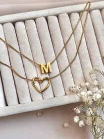 تصویر گردنبند حرف مینیمال استیل 