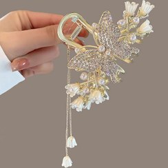 تصویر کلیپس مجلسی پروانه نگینی آویزدار لاکچری 