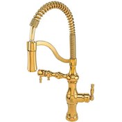 تصویر شیر ظرفشویی قهرمان مدل آنتیک دو منظوره کروم و طلایی 