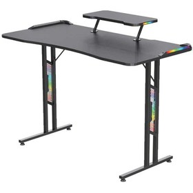 تصویر میز کامپیوتر گیمینگ تویستد مایندز مدل T Shaped RGB Double Top Twisted Minds T Shaped RGB Double Top Gaming Computer Desk