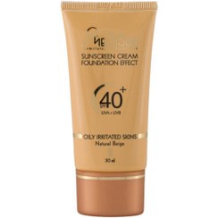 تصویر ضد افتاب با پوشش کرم پودری پوست چرب و حساس بژ طبیعی مدیسان SPF40 