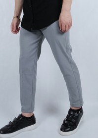 تصویر شلوار مام فیت پارچه ای مردانه طوسی کمر کش - 4 Mamfit men's gray fabric trousers with elastic waist