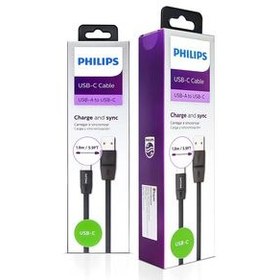 تصویر کابل تبدیل USB به Type-c فیلیپس مدل DLC2529 CB طول 1.8 متر Philips DLC2529 CB USB to Type-C Cable 1.8 m