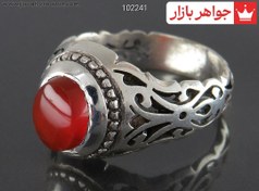 تصویر انگشتر نقره عقیق یمنی خوش رنگ مردانه دست ساز - کد 102241 