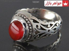 تصویر انگشتر نقره عقیق یمنی خوش رنگ مردانه دست ساز کد 102241 