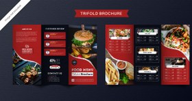 تصویر منو رستوران و فست فود A4 سه لت – Food trifold brochure template 