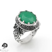 تصویر انگشتر نقره مردانه زمرد اصل مدل RIM ZO8 