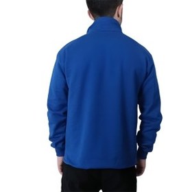 تصویر دورس مردانه آبی نیم زیپ طرح منچستر یونایتد Men's blue half-zip Manchester United design