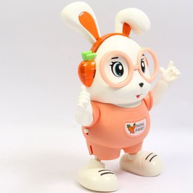تصویر ربات خرگوش عینکی هدفون دار رقاص، موزیکال و چراغدار اسباب بازی 