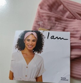 تصویر هدبند نخی ساده صورتی 