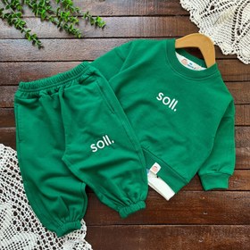 تصویر بلوز شلوار توکرکی اسپرت گریفین سایز ۲ تا ۸ سال رنگ سبز و نوک مدادی 