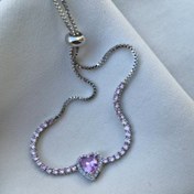 تصویر دستبند قلب صورتی کراواتی 