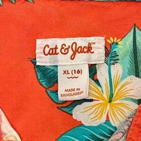 تصویر پیراهن پسرانه برند cat & jack طرح هاوایی رنگ نارنجی - ۶ تا ۷ سال 