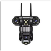 تصویر دوربین مدار بسته سیمکارتی ۱۲ مگاپیکسل مدل S388-V با سه لنز واقعی قابل تنظیم چرخشی - بدون برق اضطراری / به همراه کارت حافظه 128GB 