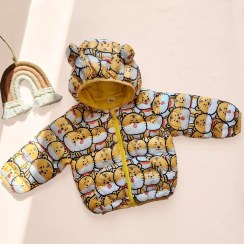 تصویر کاپشن جیب دار و کلاه دار وارداتی طرح ببری رنگ زرد 