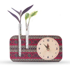 تصویر گلدان چوبی دکوراتیو مدل P-124D طرح گلیم 