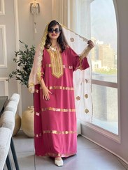 تصویر پیراهن سنتی پولک دوزی شده صورتی 