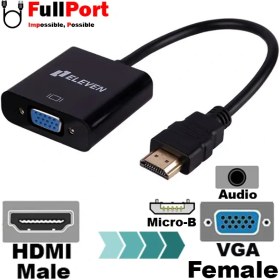 تصویر تبدیل Eleven CV1001 HDMI To VGA + کابل صدا و کابل Micro USB Eleven CV1001 HDMI To VGA Adapter With Audio Cable