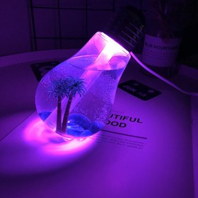 تصویر بخور سرد طرح لامپ رومیزی usb humidifier 7colors night light bulb colorful