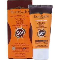 تصویر کرم ضد آفتاب SPF 50 سان سیف مناسب پوست چرب و آکنه دار Sun Safe Acneic Sunscreen Cream For Oily And Acneic Skin