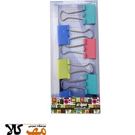 تصویر گیره دوبل 6 عددی رنگی سایز 25طرح دار clips Clipsttm Binder Clips 6pcs 25mm