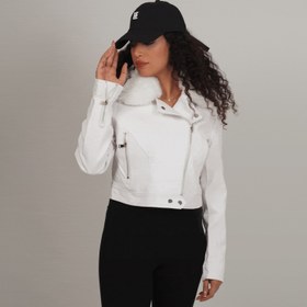 تصویر کاپشن چرم یقه خزدار 