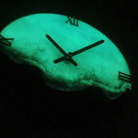 تصویر ساعت دیواری شبتاب رزینی طرح دریا - 20*20 / بدون عدد Glow-in-the-Dark Resin Wall Clock with Ocean Design