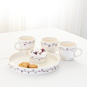 تصویر ست چایخوری سه نفره 5 تکه سرامیکی دستساز طرح بنفشه