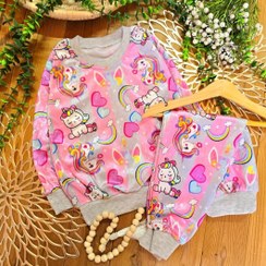 تصویر ست بلوزشلوار بچگانه مخمل یونیکورن 