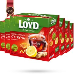 تصویر چای کیسه ای هرمی لوید LOYD مدل لیموی آبدار juicy lemon پک 20 تایی بسته 6 عددی 
