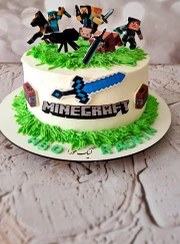 تصویر کیک ماینکرافت خامه‌ای سفارشی 