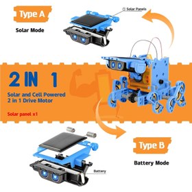 تصویر پروژه‌های STEM 12 در 1 ربات خورشیدی برای کودکان، 190 قطعه ربات‌های حرکتی با انرژی خورشیدی و باتری، ساخت و یادگیری علمی DIY برند magic vault STEM Projects 12 in 1 Solar Robot Toys for Kids, 190 Pieces Solar and Cell Powered Dual Drive Motor DIY Building Science Learnin